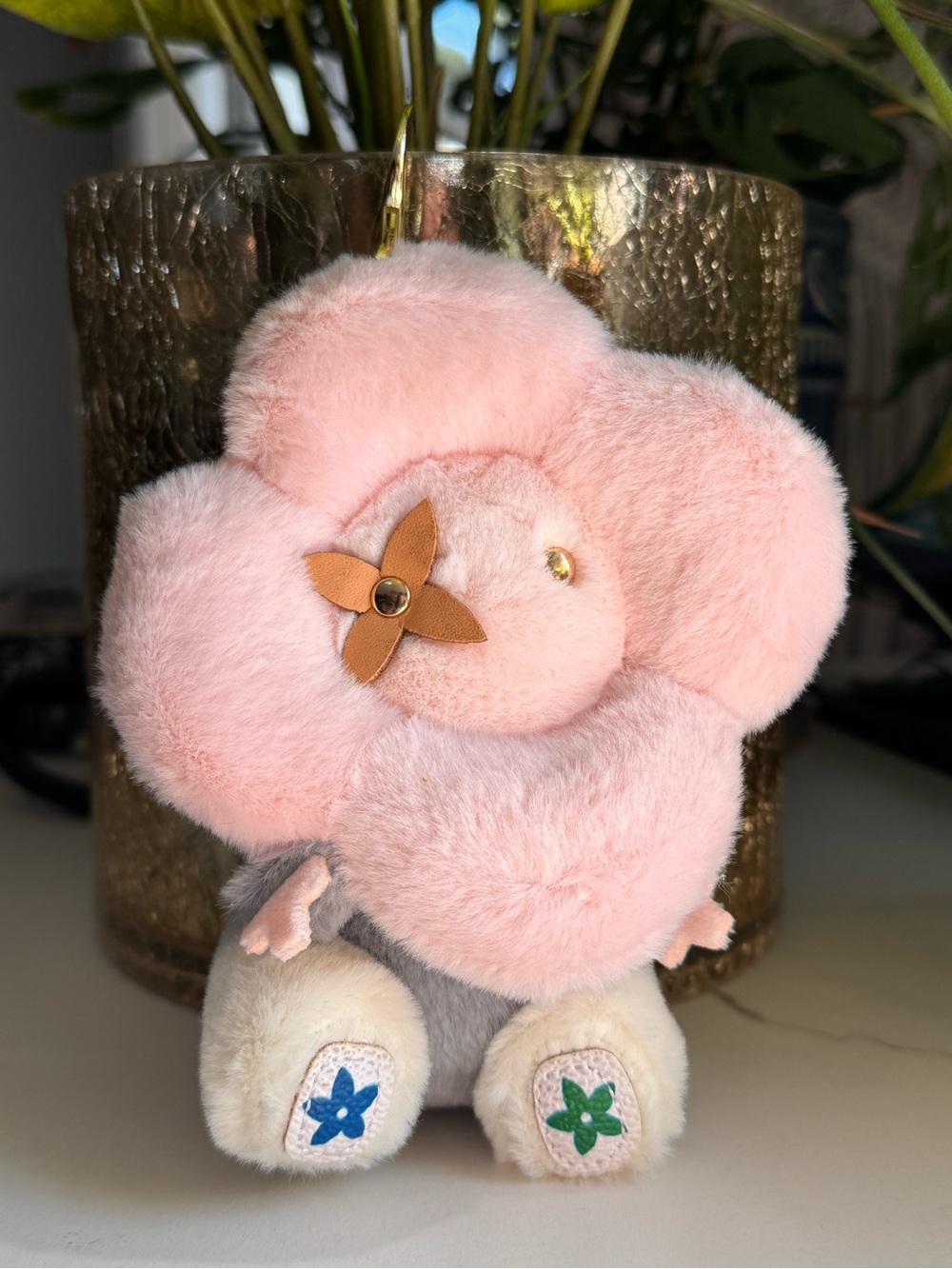 Plush Pink Flower Doll Bag Charm Keychain